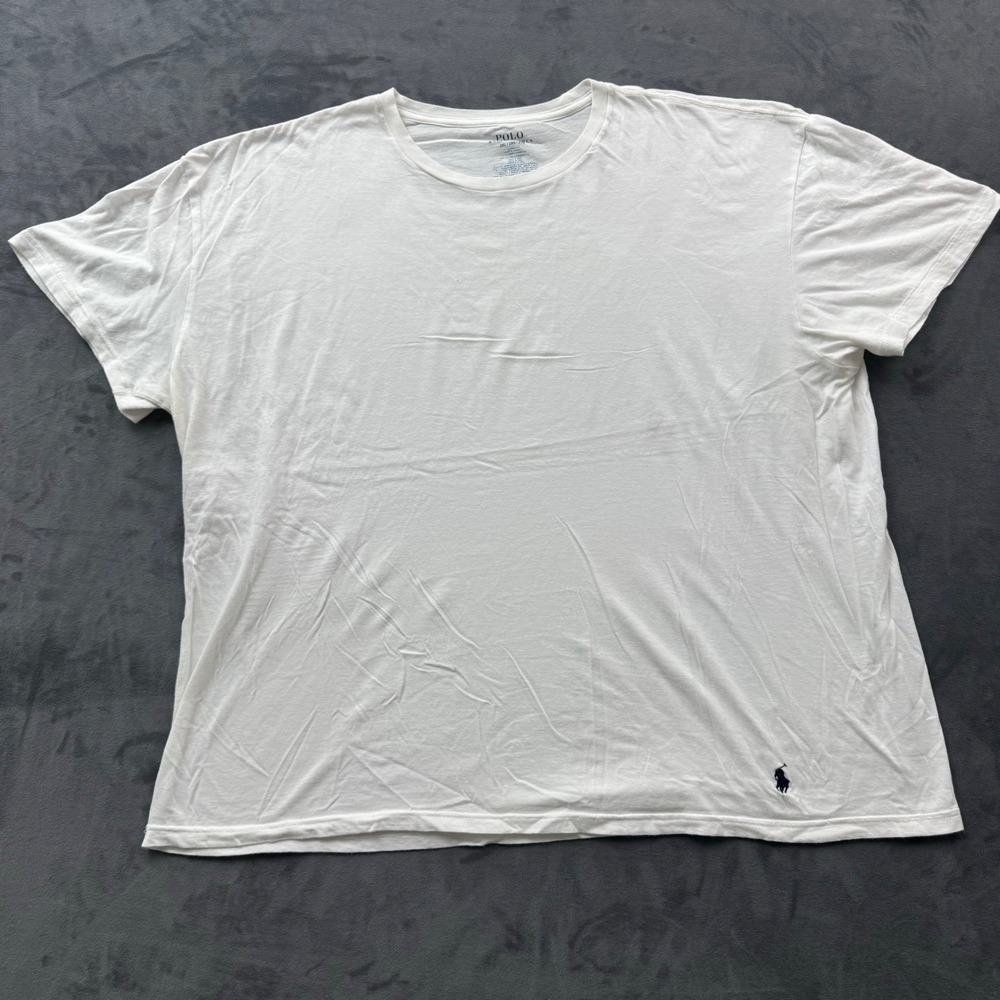 Polo Ralph Lauren Mens 2XL White Classic Fit Crewneck T-Shirt Navy Pony Logo